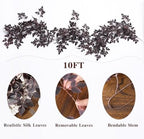 Mizii 10FT Artificial Vines Garlands Burgundy Faux Cimicifuga Vine Garland Silk Leaves Greenery Hanging Plants Fall Decoration for Table Centerpieces Mantle Room Thanksgiving Halloween Decor (10 FT) - Image 2