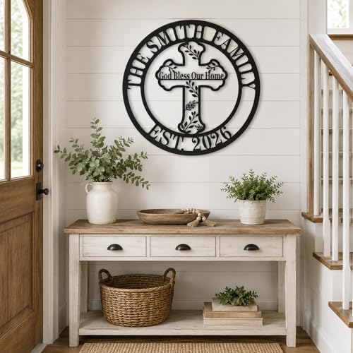 Personalized Family Cross Metal Wall Decor,Custom Cross Sign for Outdoor - Image 4