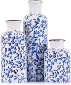 Chinoiserie Decor Ceramic Vases Set - 3 Blue and White Vase, Chinoiserie Vase Farmhouse Country, Flower Vases Home Decor, Living Room Decoration, Entrance, Fireplace, Table Decoration, Centerpieces by QIANLING