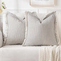 MIULEE Navy Blue Striped Euro Decorative Throw Pillow Covers, 22x22 by MIULEE