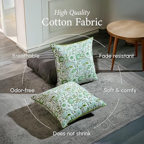 CPC Agate Green Block Print Throw Pillow Covers 20x20 Inch, Set of 2 - Image 3