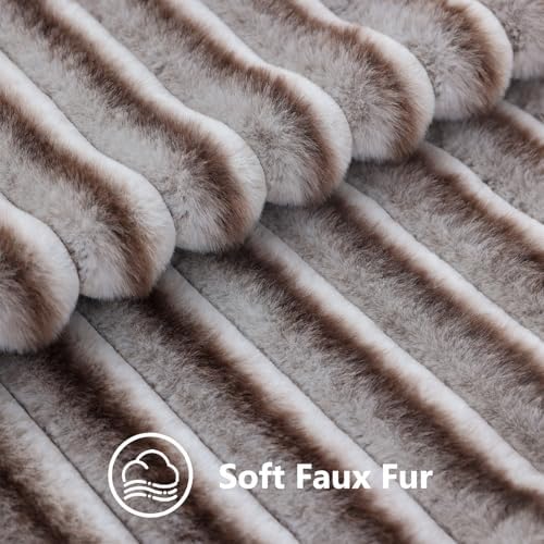 decorUhome Fall Faux Fur Throw Pillow Covers 26x26 Set of 2 Brown White - Image 3