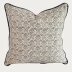 Palm & Loom 100% Cotton Linen Cushion Cover - Aira Decorative Throw Pillow Case with Slate Blue & Peach with piping - Modern Traditional Living Room, Bedroom Pillow Cover (Ziya, 20" x 20" (Pack of 1)) by PalmLoom