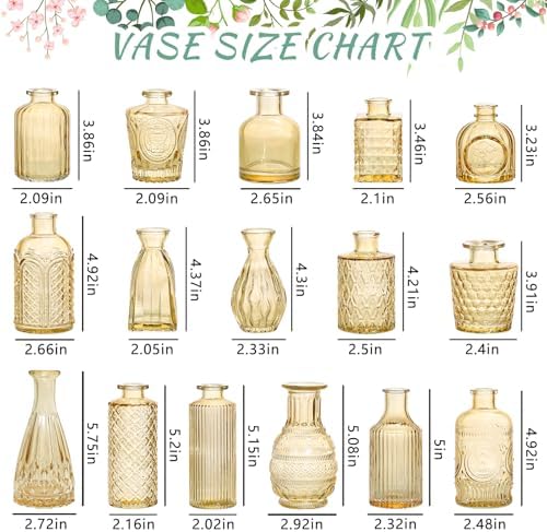 SUPMIND 16Pcs Amber Bud Vases Set, Small Glass Vases Bulk for Centerpieces - Image 2