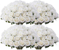 100 PCS Fake White Roses, Artificial Flowers Bulk, Silk Faux Ivory Roses by Jefuzh