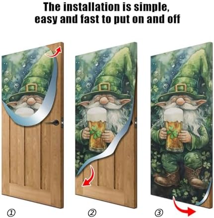 Gnome Beer St Patrick's Day Door Cover Decoration, Party Accessory Porch Decor for Festive Ornament Room Door Covers 35 x 79 Inch - Image 2