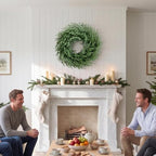 Yaheetech 26" Norfolk Pine Wreath Real Touch Xmas Wreath for Front Door - Image 2
