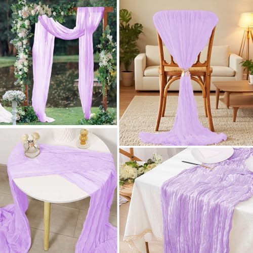 16 Pack Cheesecloth Table Runners 20" x 120", Boho Gauze Table Decor for Wedding, Bridal Shower, Birthday Party, Long Romantic Runner(Lavender) - Image 7