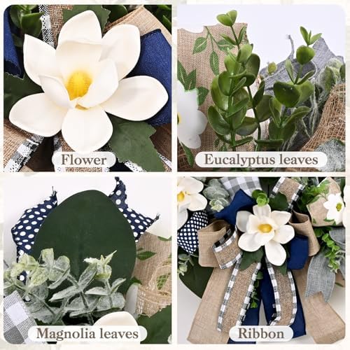 Waipfaru Wreaths for Front Door, 22 Inch Magnolia Door Wreath, 1 Pc - Image 4