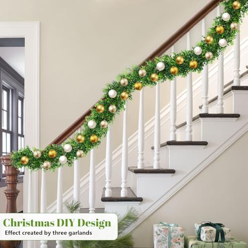 DDHS 2Pcs Artificial Boxwood Garland, 6FT Fake Plant for UV Outdoor - Image 4