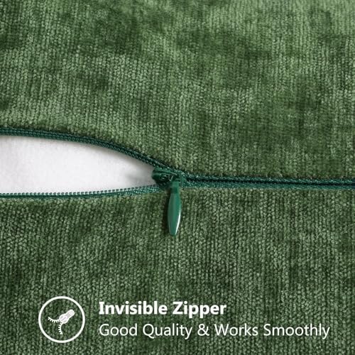 decorUhome Soft Chenille Throw Pillow Covers 22x22 Set of 2 Forest Green - Image 4