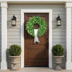 26" Artificial Eucalyptus Wreath with Sash for Front Door Decor(Green) - Image 3
