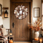 24 Inch Fall Wreath Magnolia Pinecones Farmhouse for Front Door - Image 4