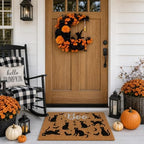 Thiccywoov 2 Pcs Halloween Black Cat Doormat and Wreath Sets for Front Door - Image 6