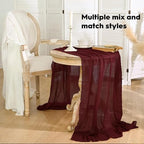 Artoid Mode 6PC Boho Cheesecloth Gauze Burgundy Wedding Table Runner, 120 Inch Seasonal Fabric Kitchen Dining Holiday Table Decor for Home Party Indoor - Image 4