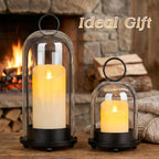 Fohil Hurricane Glass Candle Holders, Set of 2 Metal Candle Holder with Handmade Sturdy Glass Dome, 5" & 4" Wide Candle Lantern for Pillar Candles, Plants, Table Centerpiece, Home Decor - Image 7