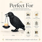 Gothic Crow Lamp with Tealight Candle Holder Raven Statue Halloween Decor Black Bird Decorations Indoor Gothic Home Decor for Living Room Tabletop Shelf Bedroom Unique Goth Witchy Gifts - Image 6