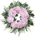 26 Inch Hydrangea Summer Wreaths for Front Door, Pink Hydrangea Wreath by Unknown