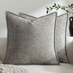 DEZENE Pack of 2 Light Gray Decorative Throw Pillow Covers 22x22 Cozy Soft Chenille Accent Vintage Square Couch Pillow Covers for Home Decor Bed Sofa Living Room by DEZENE
