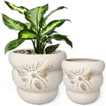 Ceramic Plant Pots, 8+6 Inch, 2 Pcs Indoor Planters with Drainage Holes by YBXYIBOXUAN