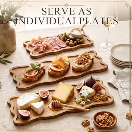 3 Tiered Serving Tray Wood Cupcake Display Stand, Wave Edge Rectangle - Image 4