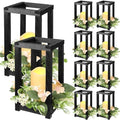 Hushee 30 Pcs Wooden Wedding Lantern Centerpiece Candles Wreaths Set,Black by Hushee