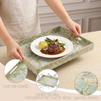 2 Pcs Serving Trays with Handles, Plastic Tray for Ottoman Coffee Table William Morris Decorative Large Rectangular Tray for Serving Living Room Home Tea Coffee Table Decor (Green,Dianthus) - Image 5
