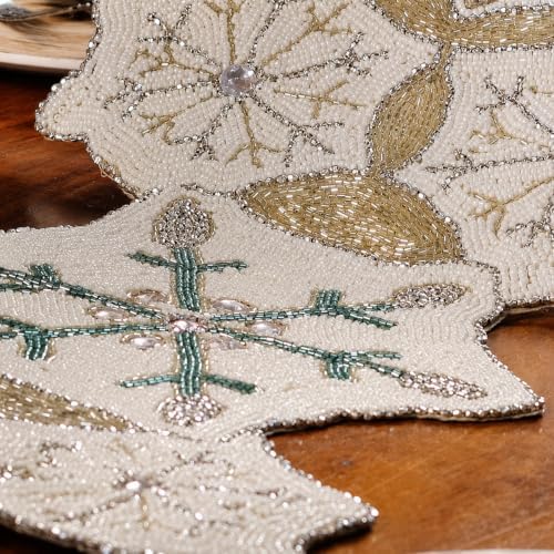 ALPHA Living HOME 36-Inch Beaded Table Runner, Glitz Decorative Runner for Dining Table, Wedding, Bridal Shower, Christmas & Farmhouse Décor, Chiffon White Sapphire - Image 5