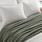 EVERGRACEHOME Chunky Chenille Knit Throw Blanket, 108x92, Dried Thyme Green - Image 2