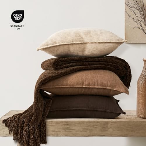 EverGrace Chenille Knit Throw Blanket for Couch, 60"x80", Dark Brown - Image 4