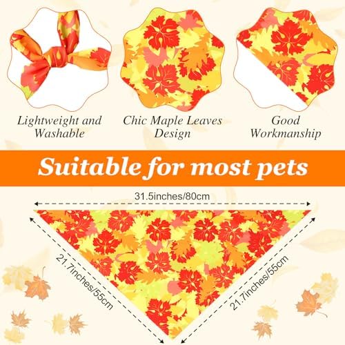 Abbylike 50 Pcs Thanksgiving Dog Bandanas Bulk, Fall Autumn Maple Leaves - Image 3