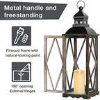 Glitzhome Farmhouse Lanterns Decorative Indoor, 2 Pack Wood/Metal Decorative Candle Lanterns, Vintage Lantern Decor Large Floor Lanterns for Home Decor, Brown (No Glass) - Image 3