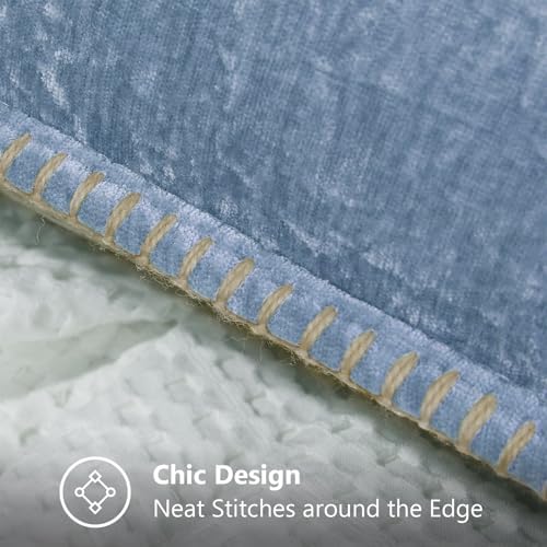 decorUhome Soft Chenille Throw Pillow Covers 22x22 Set of 2 Blue - Image 4