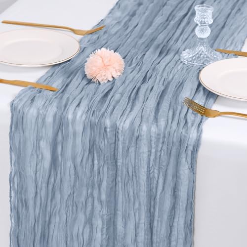 28 Pack Dusty Blue Cheesecloth Table Runner 17x108 Inch Semi Sheer Boho Gauze Cheese Cloth Fabric Table Runners, for Wedding Party Baby Shower Birthday Home Decor Garden Farmhouse - Image 7