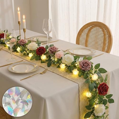 5.5FT Artificial Rose Garland Fake Flower Garland - Burgundy by Unknown