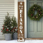 SRongmao Jesus Is The Reason For The Season Porch Sign Christmas Front Door Hanging Decorations 8x48inch Vertical Wooden Indoor Outdoor Standing Signs For Home Yard Farmhouse Holiday Decor - Image 3