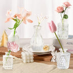 Bud Vases - in Bulk 24,Vintage Small Glass Bud Vases for Flowers, Clear Crystal Mini Glasses in Bulk, Small Flower Design for Centerpieces Wedding Decorations Home Flower Party Decor - Image 6