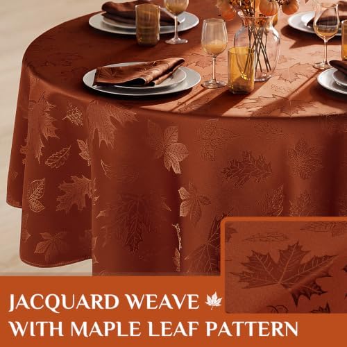 Softalker Fall Jacquard Dinner Napkins 20 x 20 Inch Set of 8, Rust - Image 5