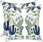 Alysheer Floral Embroidered Throw Pillow Cover 20"x 20" Set of 2 Blue Green by Alysheer