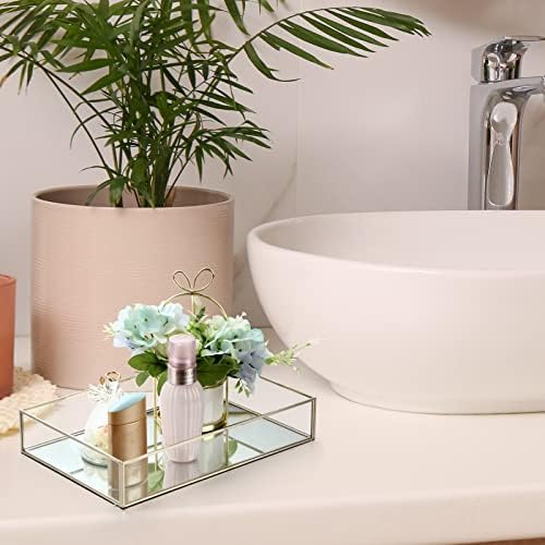 Jetec 3 Pcs Silver Mirror Vanity Tray, Glass Perfume Tray for Dresser - Image 4