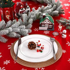 Oudain 2 Pcs Christmas Tablecloth 6 ft Red Green and Gold Table Cover - Image 4