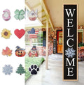 Interchangeable Welcome Sign for Front Porch Door, 45"X9" Wood Black by Unknown