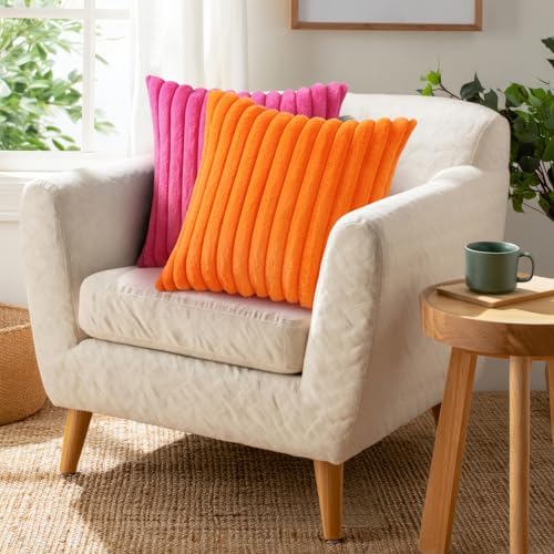 Pallene Faux Fur Decorative Throw Pillow Covers 24x24 Set of 2, Hot Pink - Image 4