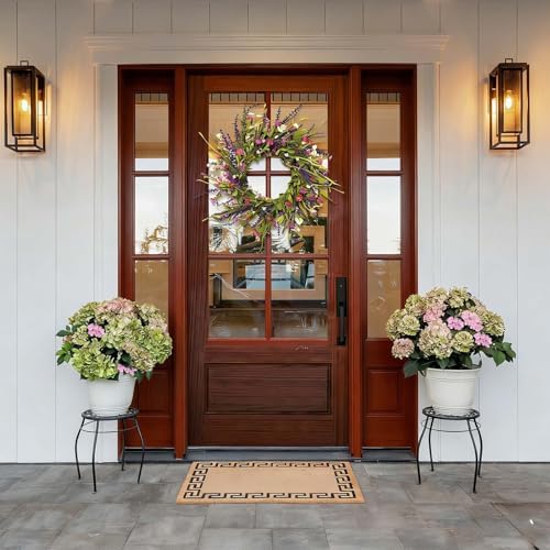 24 Inch Spring Summer Floral Wreath for Front Door, Artificial Colorful Flower Door Wreath with Lavender, Daisies, Eucalyptus & Willow Leaves, Farmhouse Decor for Indoor Outdoor Home, Window, Wedding - Image 3