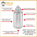 VELA LANTERNS 16" Extra Large Large Gold Metal Decorative Floor Moroccan Lantern Candle Holder Lamp - Indoor/Outdoor, Home Decor, Patio, Weddings, Ramadan Decor - Image 6