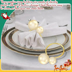 Sliner 48 Pcs Pearl Napkin Rings, Gold Table Napkin Holder Buckles for Dinning Table Setting Christmas Wedding Party Supplies - Image 7