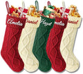 Personalized Christmas Stockings 5 Pack, Custom Christmas Stockings with Names, 18” Large Knitted Xmas Stocking for Family Kids, Fireplace Hanging Holiday Christmas Party Decoration by Bianspz