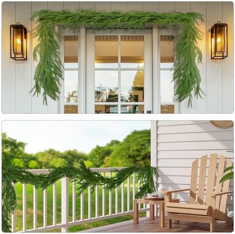 2Pcs 6FT Artificial Norfolk Pine Garland, Real Touch Christmas Garlands - Image 6