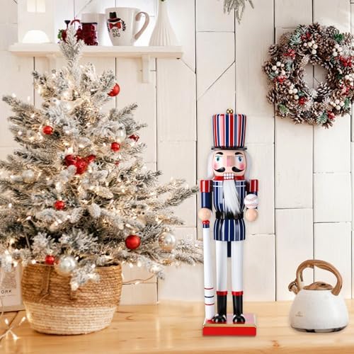 Blosssound 15" Christmas Baseball Nutcracker Wooden Sports Decor,Baseball A - Image 4