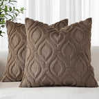 decorUhome Faux Fur Plush Soft Brown Throw Pillow Covers 26x26 Set of 2 by decorUhome